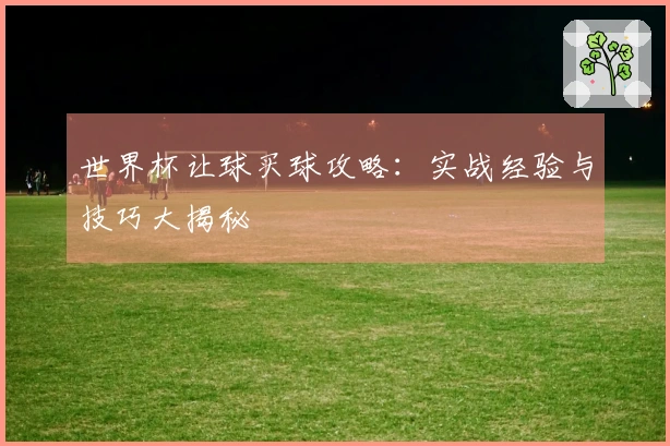 世界杯让球买球攻略：实战经验与技巧大揭秘